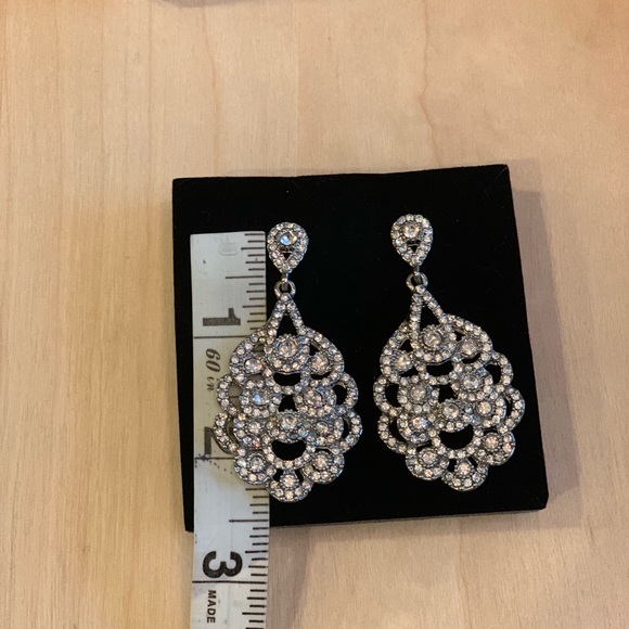 Silver & Rhinestone Chandelier Earrings - Gorgeous - Picture 3 of 7